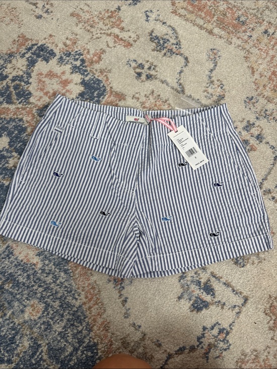 Vineyard Vines Pants - Vineyard Vines Blue & White Seersucker Whale Embroidered Shorts